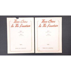 Three Coins In The Fountain Vintage Sheet Music Frank Sinatra 1954 Set Of 2